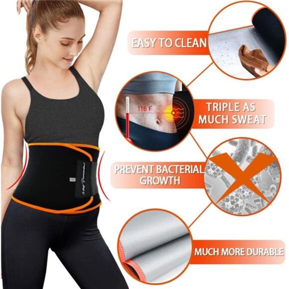 Waist Trimmer for Women & Mens Waist Trainer Sweat Belt Plus Size, Upgraded - Picture 3 of 7